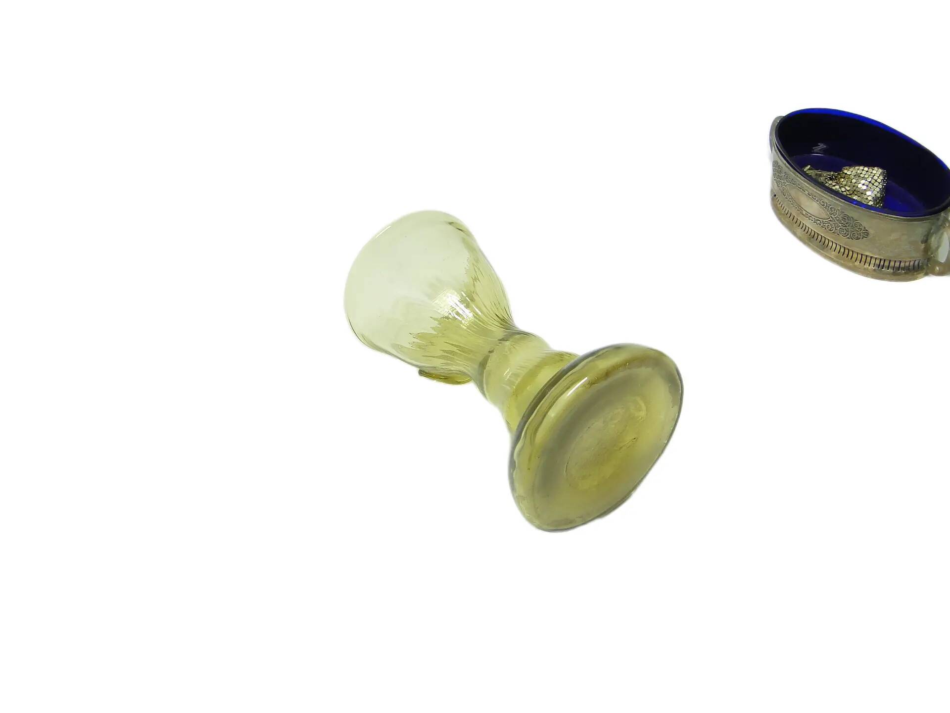 Mid-century modern vase, olive glass, Poland, 1970s.