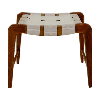 1940s, Jan Vanek Sculptural Oak Stool or Ottoman, Czechoslovakia