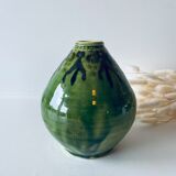 Signed ceramic green vase