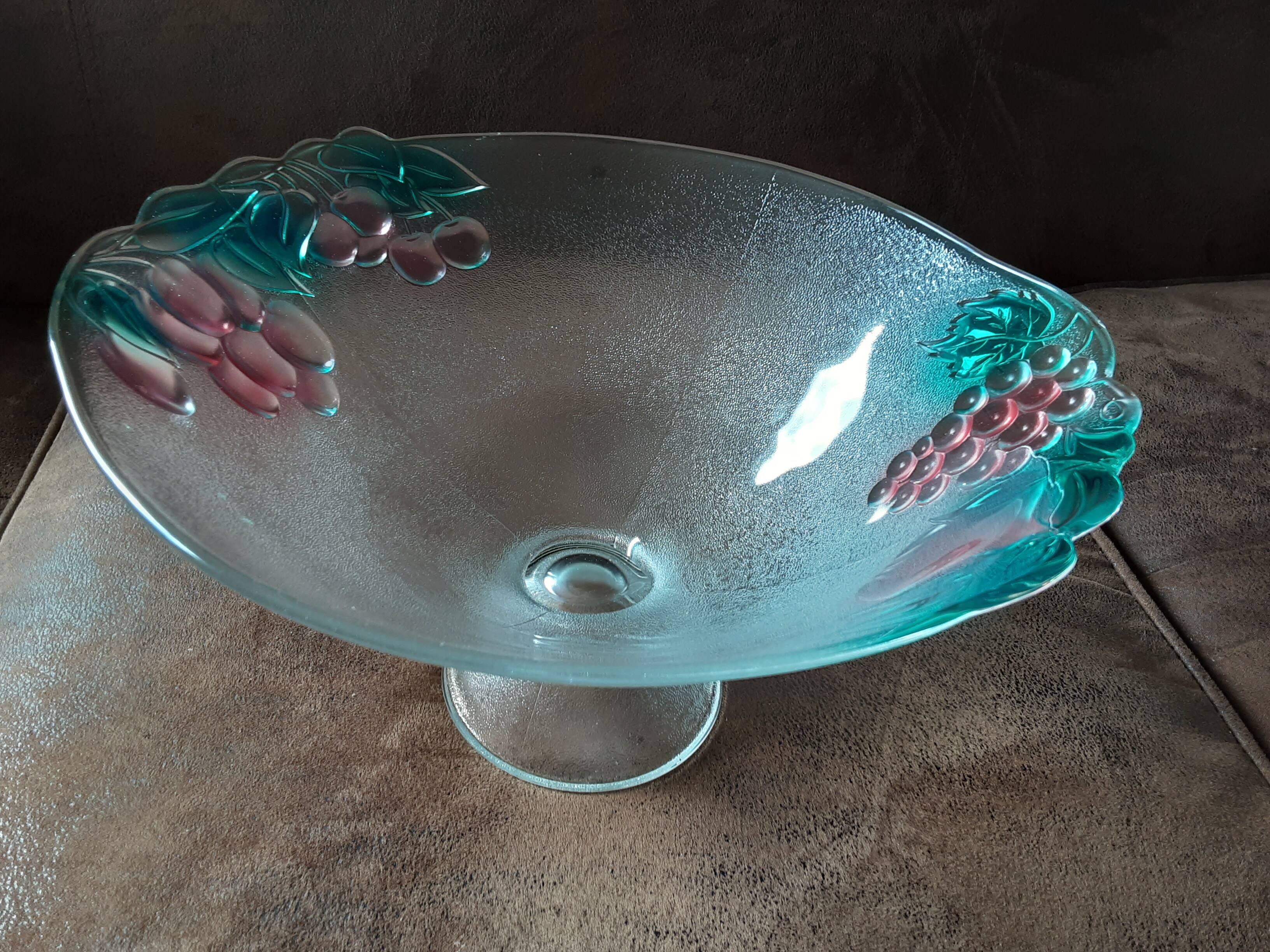 Large salad bowl on crystal foot