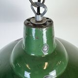 Industrial British Green Enamel Factory Pendant Lamp, 1960s