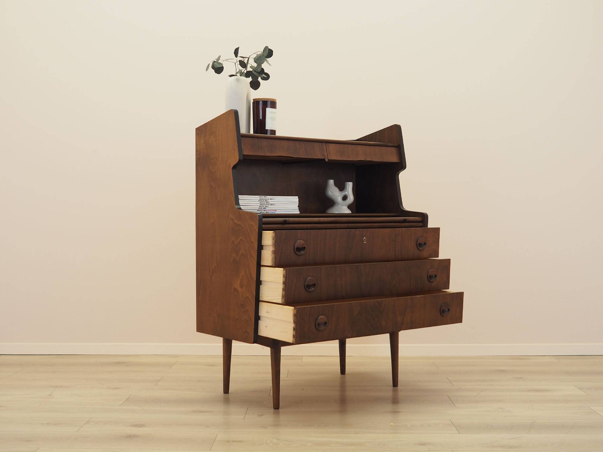 Walnut Secretary Desk 1960s Denmark with Drawers