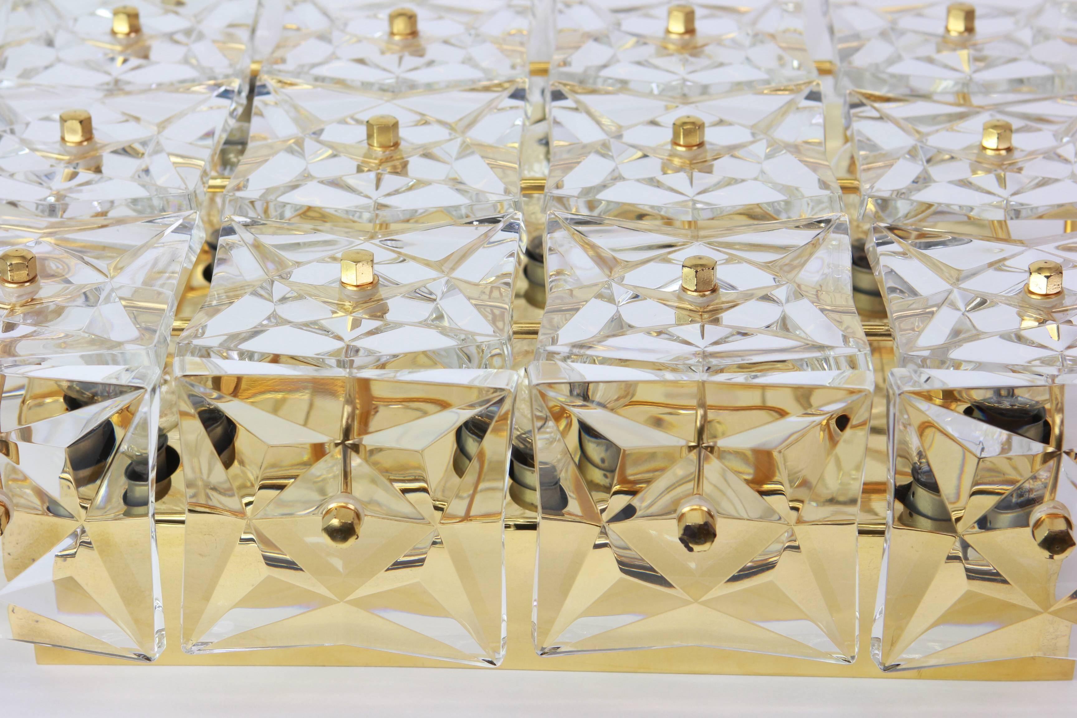 Large faceted crystal ceiling light by Kinkeldey, Germany, 1970s.