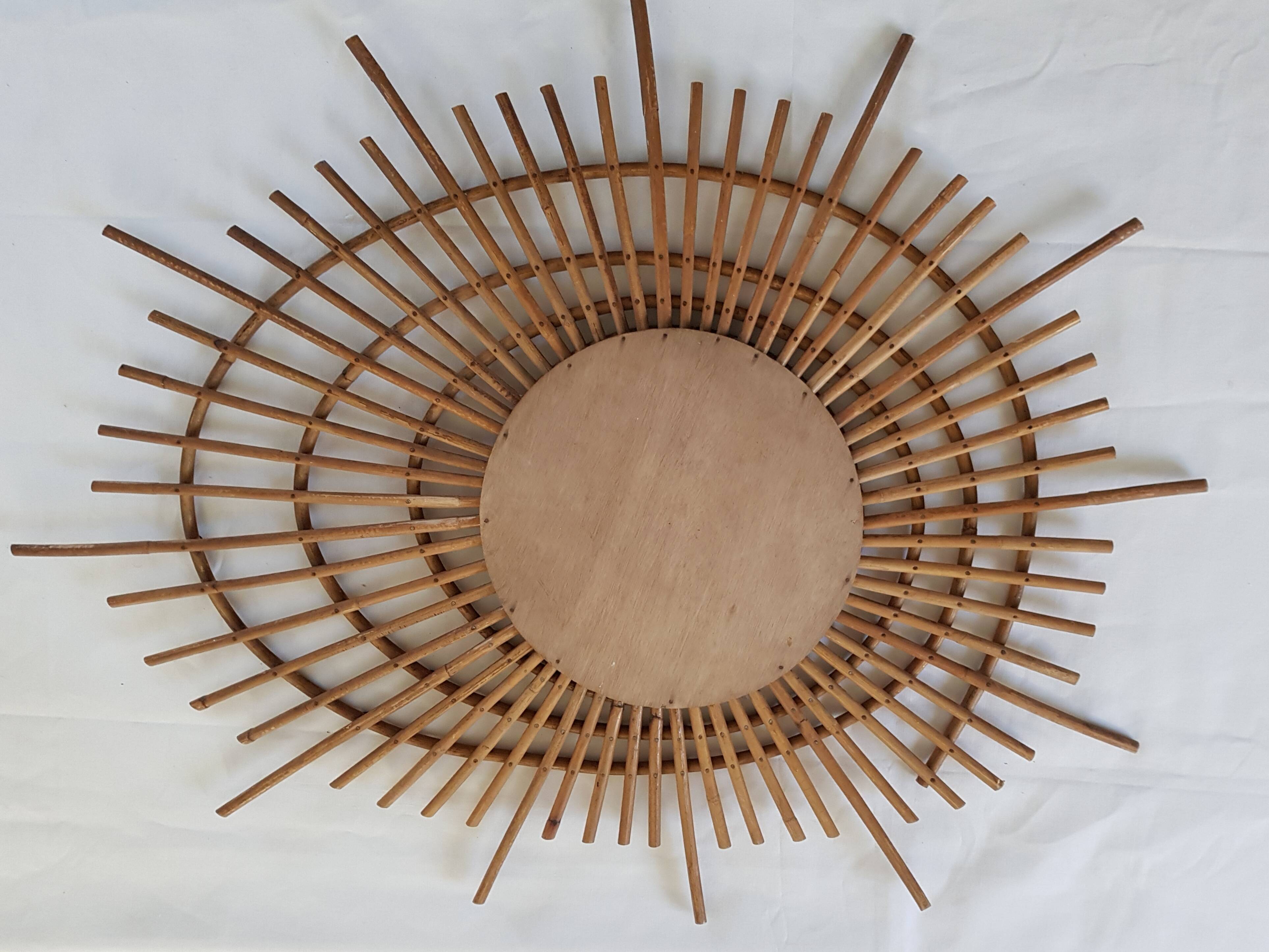 Mirror Sun rattan to form original circa 1960 72cmx60 cm