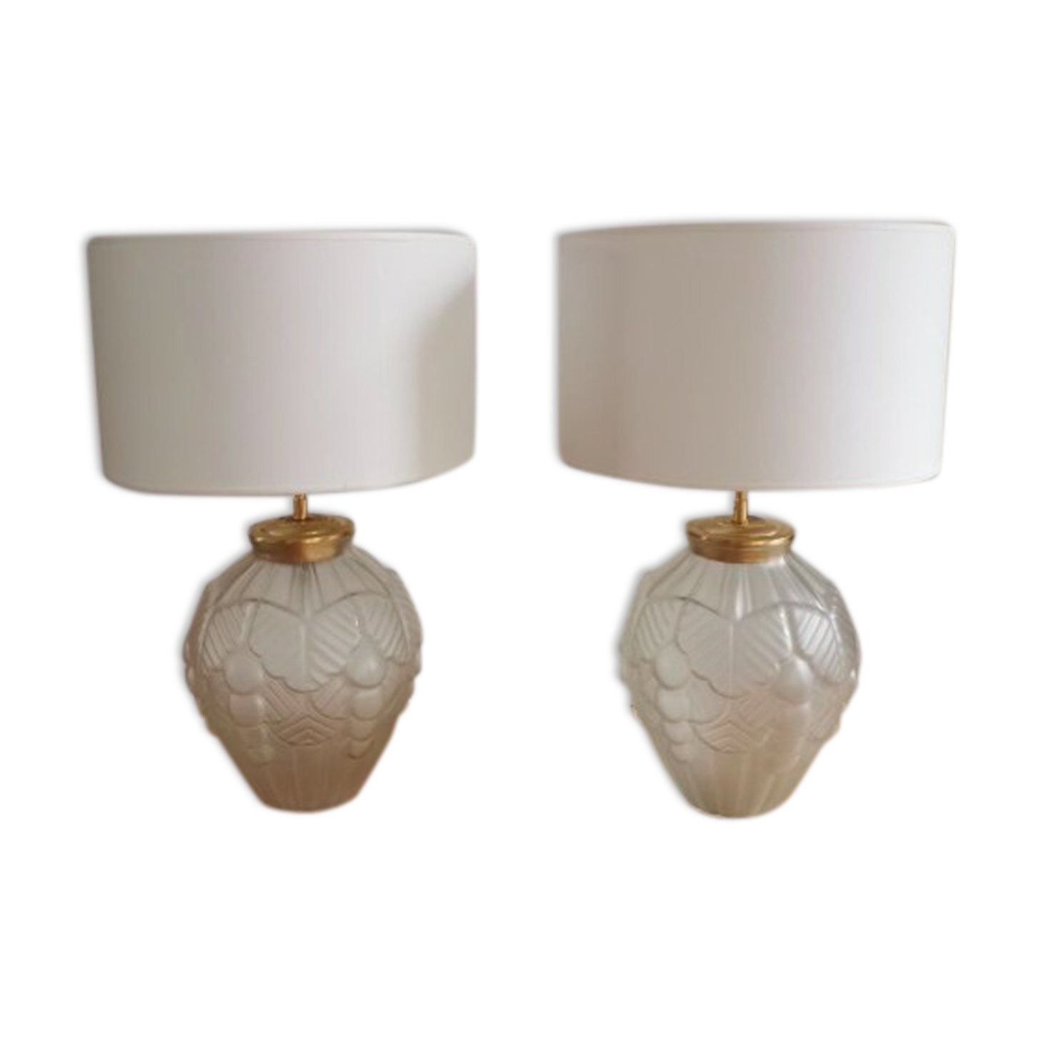 Pair of polished glass art deco lamp