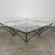 Pyramidal coffee table in steel wire and glass in the style of Piva