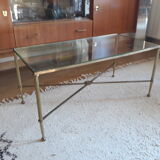 Brass coffee table and vintage glass