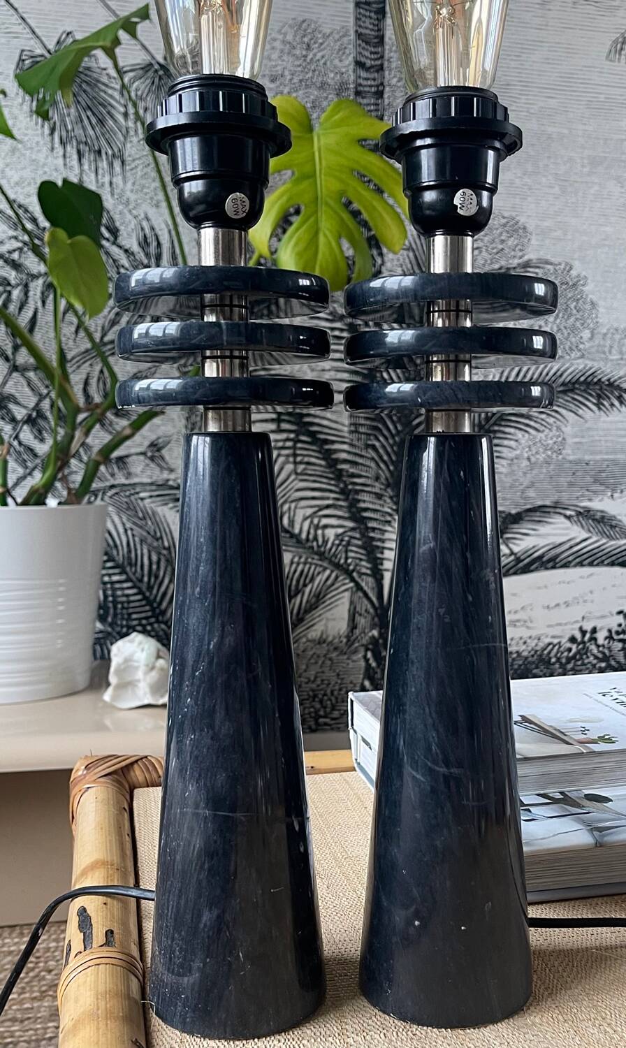 Pair of marble lamps 1980.