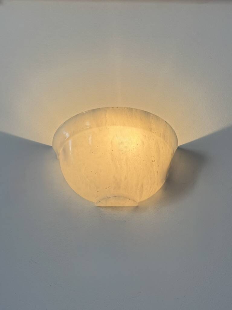 Pair of vintage alabaster wall lights, France, 1970.