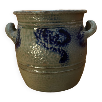 Alsatian stoneware pot with blue decor