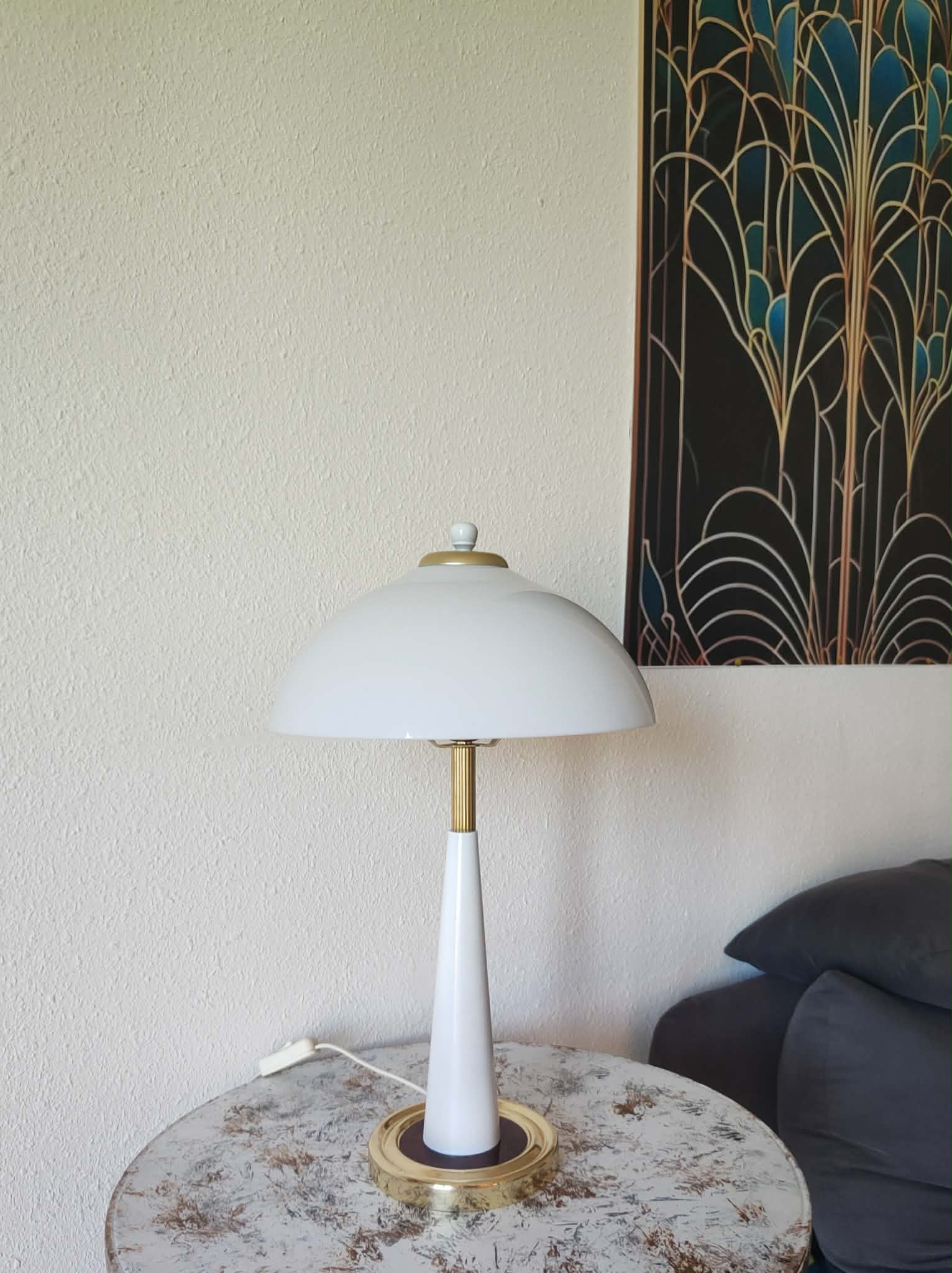 1980s vintage mushroom lamp in brass