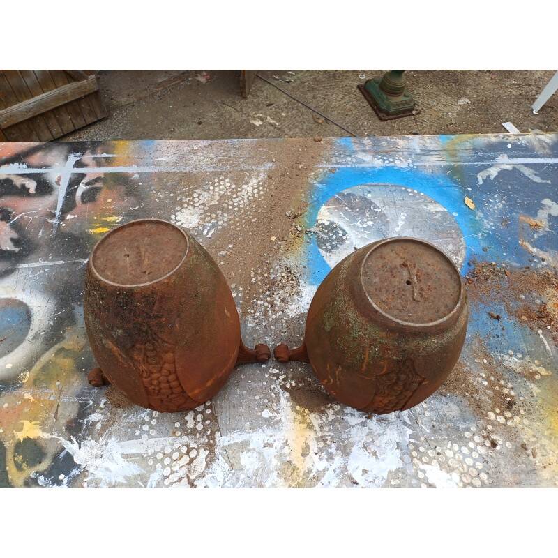 Pair of art deco cast iron vases from Charleville-Mézières
