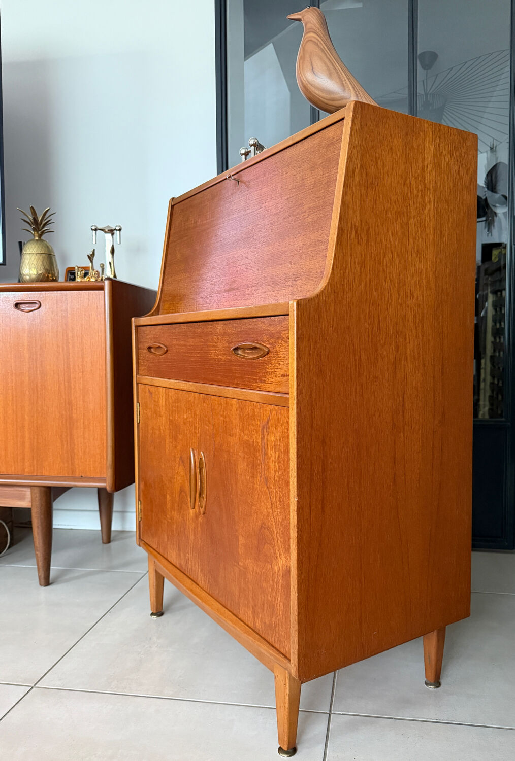 Vintage Jentique teak secretary desk