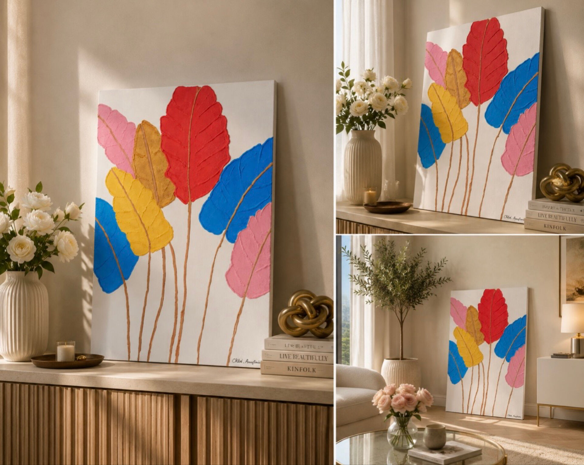 Life Splashes Textured Painting handmade 60x80cm signed with frame