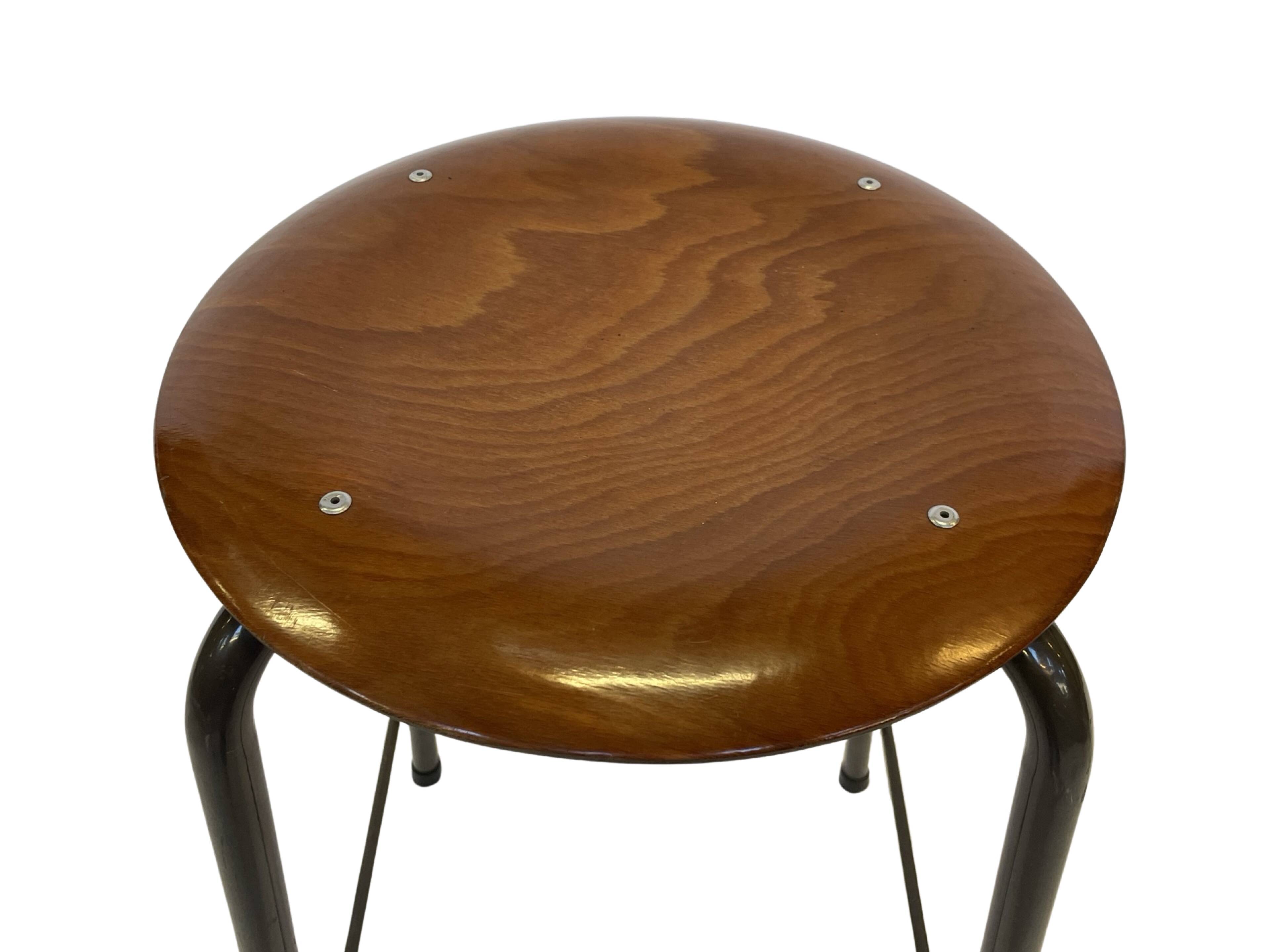 Vintage school stool, 1970s industrial design, Dutch minimalist