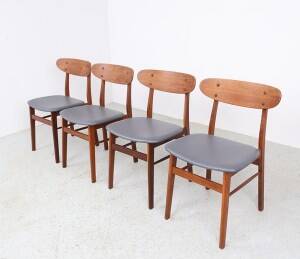Farstrup teak wooden chairs with new skai, 1960s