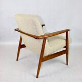 Beige boucle GFM63 lounge chair by J. Kedziorek, 1970s