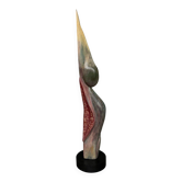 Wooden sculpture by Calin Hentea 20th century woman with bird