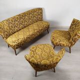 Bench and 2 vintage cocktail armchairs