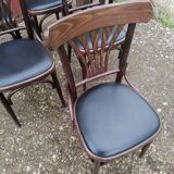 Set of 6 vintage black leatherette bistro chairs