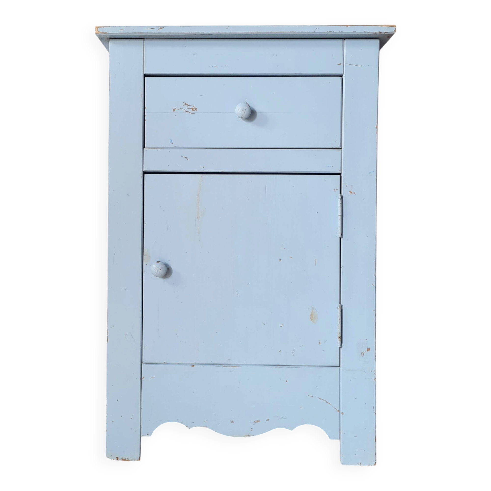 Handcrafted blue chest of drawers.