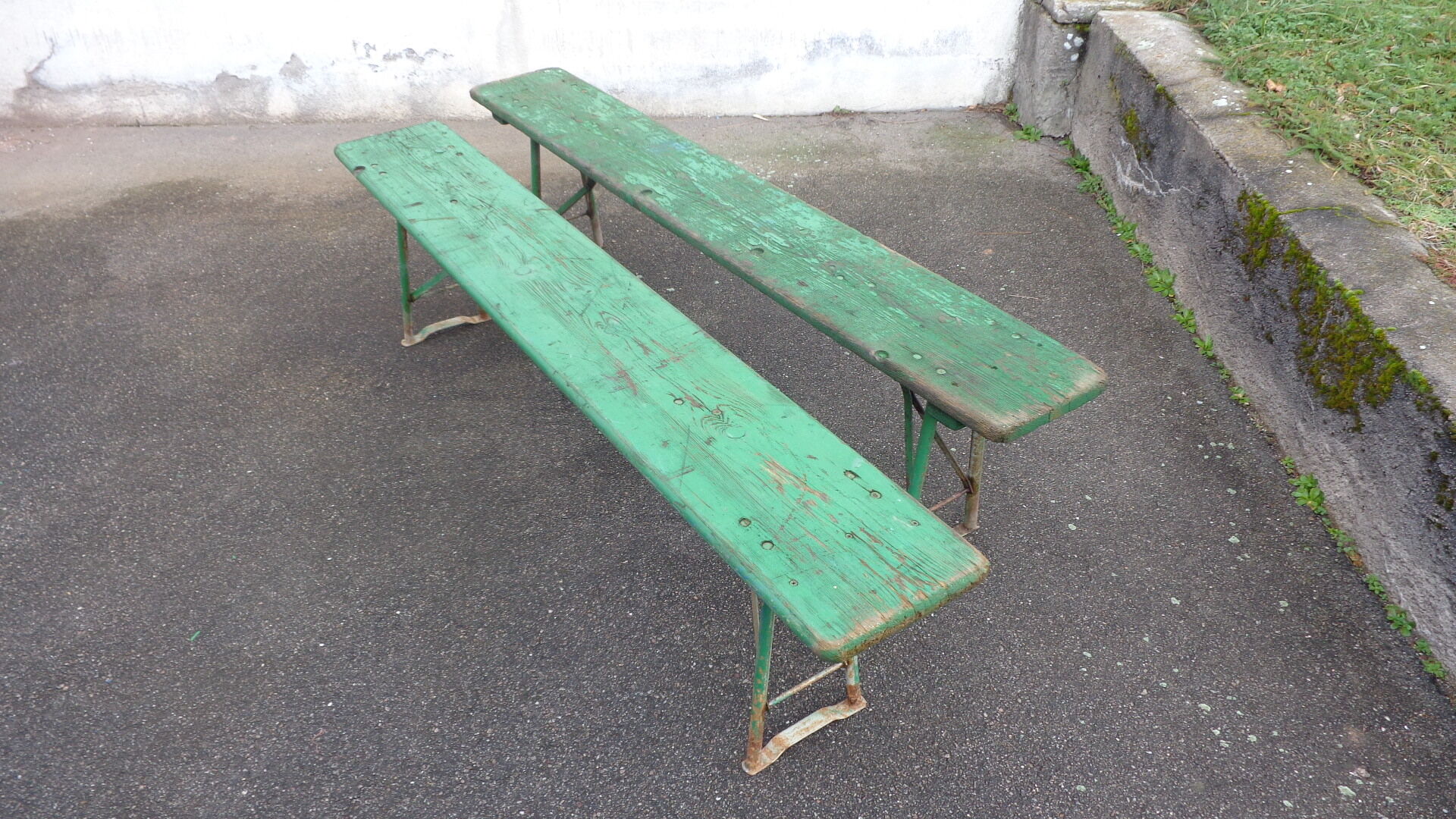 Pair of folding brewery benches