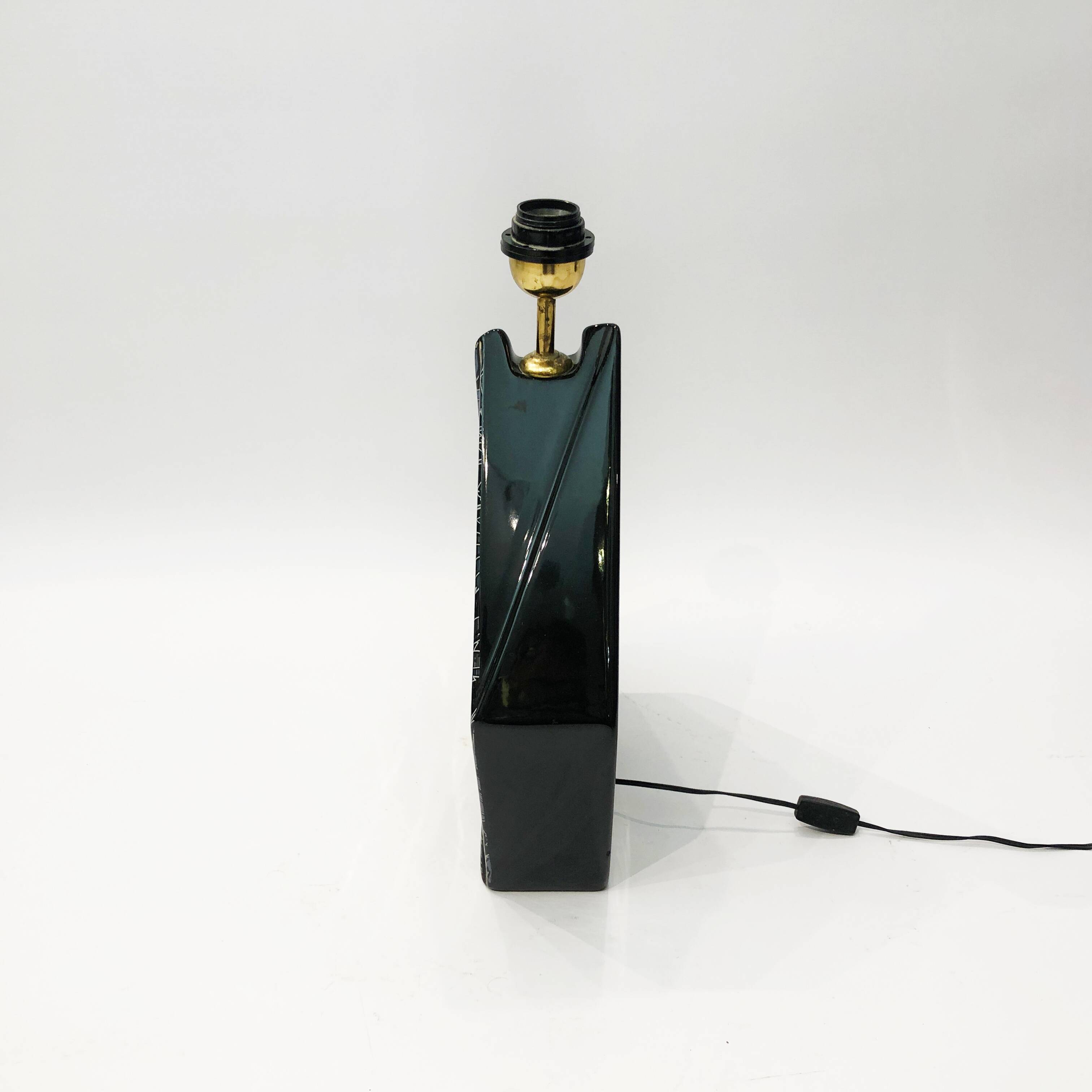 Polygonal black ceramic iridescent lamp 1980s memphis milano light table retro