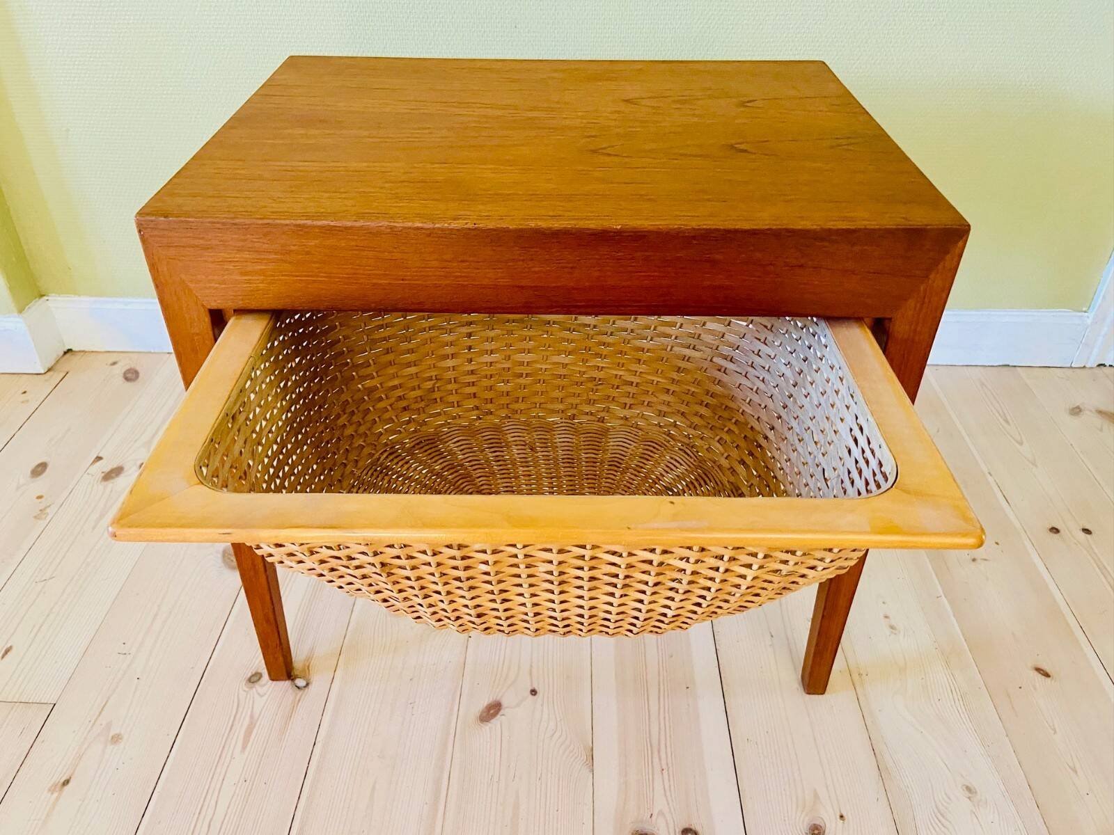 Vintage Danish teak sewing table by Severin Hansen for Haslev Furniture 1960