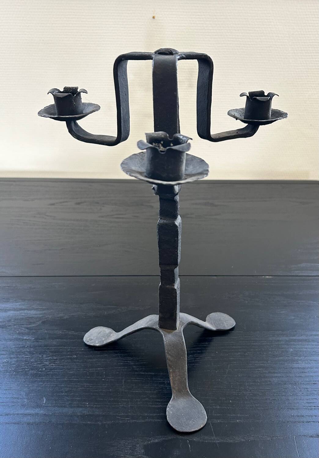 Brutalist wrought iron candlestick