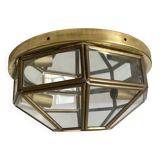 Faceted glass and brass ceiling light