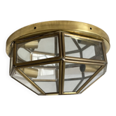 Plafonnier à facettes en verre et laiton