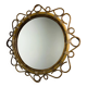 Spanish rattan bamboo oval mirror, 1960s