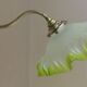 Old BRONZE GOOSENECK wall lamp with wavy yellow green OPALINE lampshade