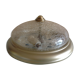 Round ceiling light in gold metal and amber cracked glass 70/80