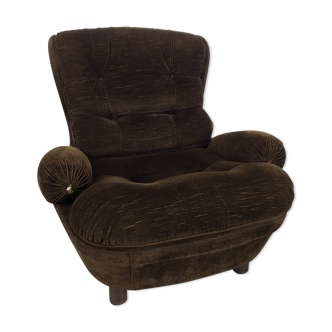 Vintage armchair Airborne chocolate velvet