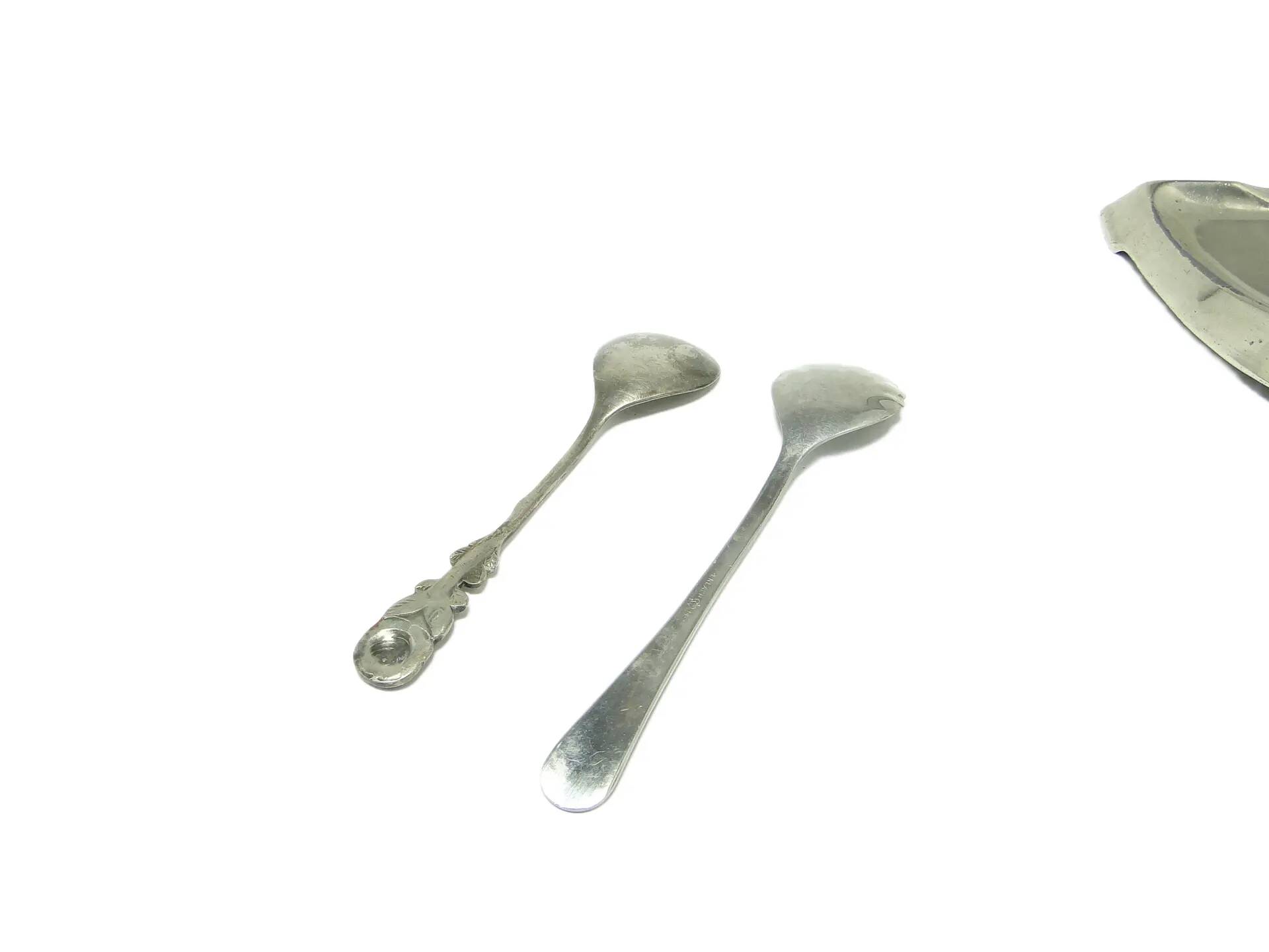 Pair of tea spoons, silver-plated brass, Poland, 1960s.