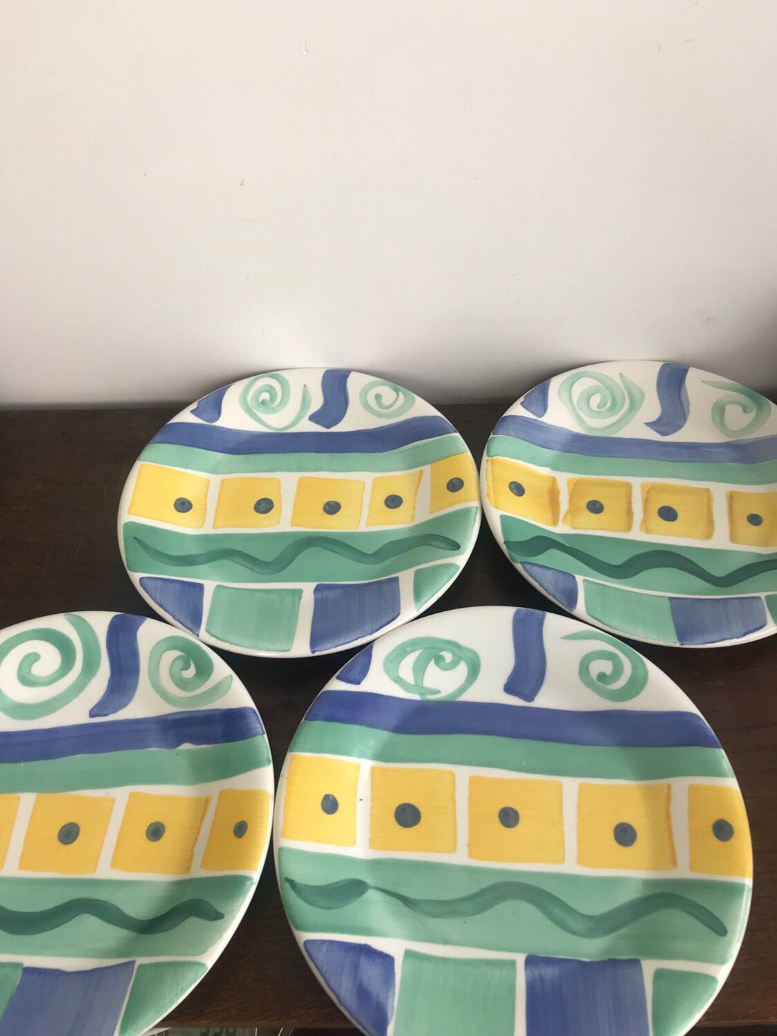 4 vintage 80s/90s hand-painted dessert plates