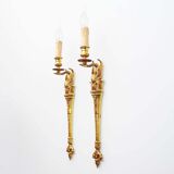 1950's Solid brass 'Swan' wall sconces