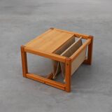 Pine and linen coffee table with magazine rack by Karin Möbring, Sweden