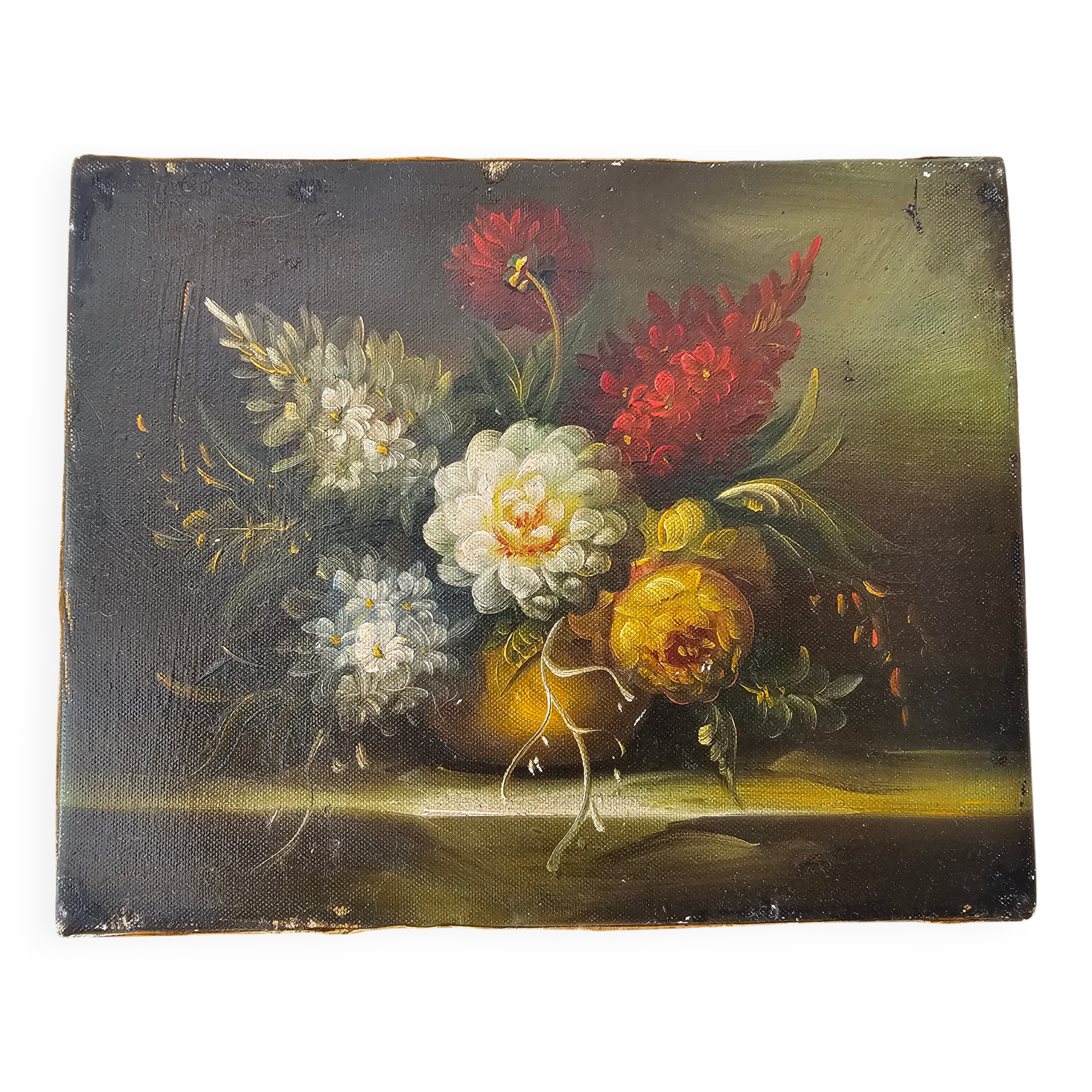 Small Oil Painting on Canvas - Still Life with Bouquet after Brooks