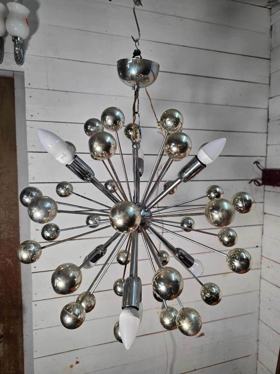 1970s chrome metal Sputnik chandelier