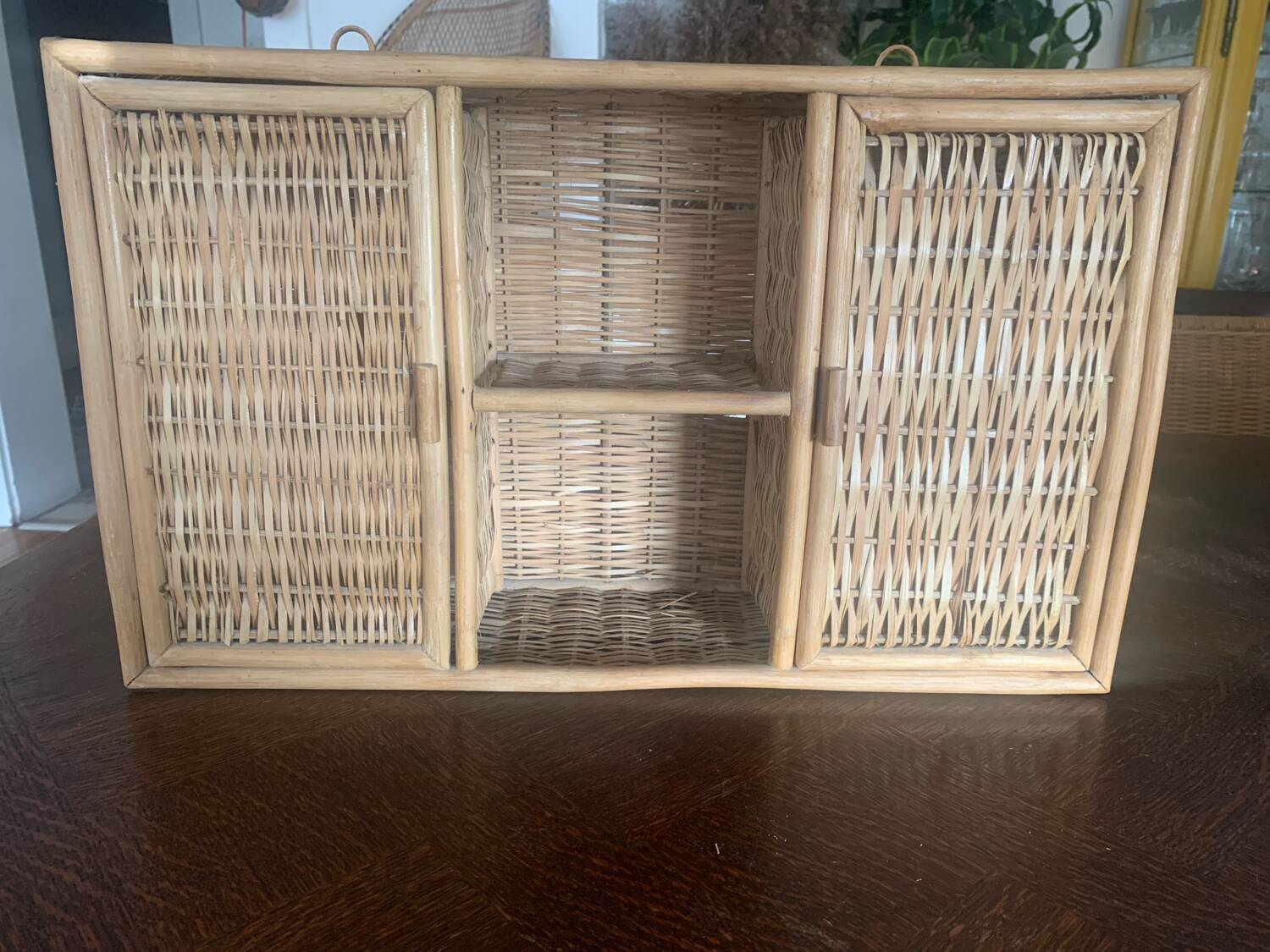 Rattan wall shelf