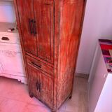 Asian style high sideboard in coral colored wood