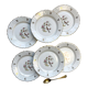 6 Limoges Berry porcelain plates with bird of paradise motif