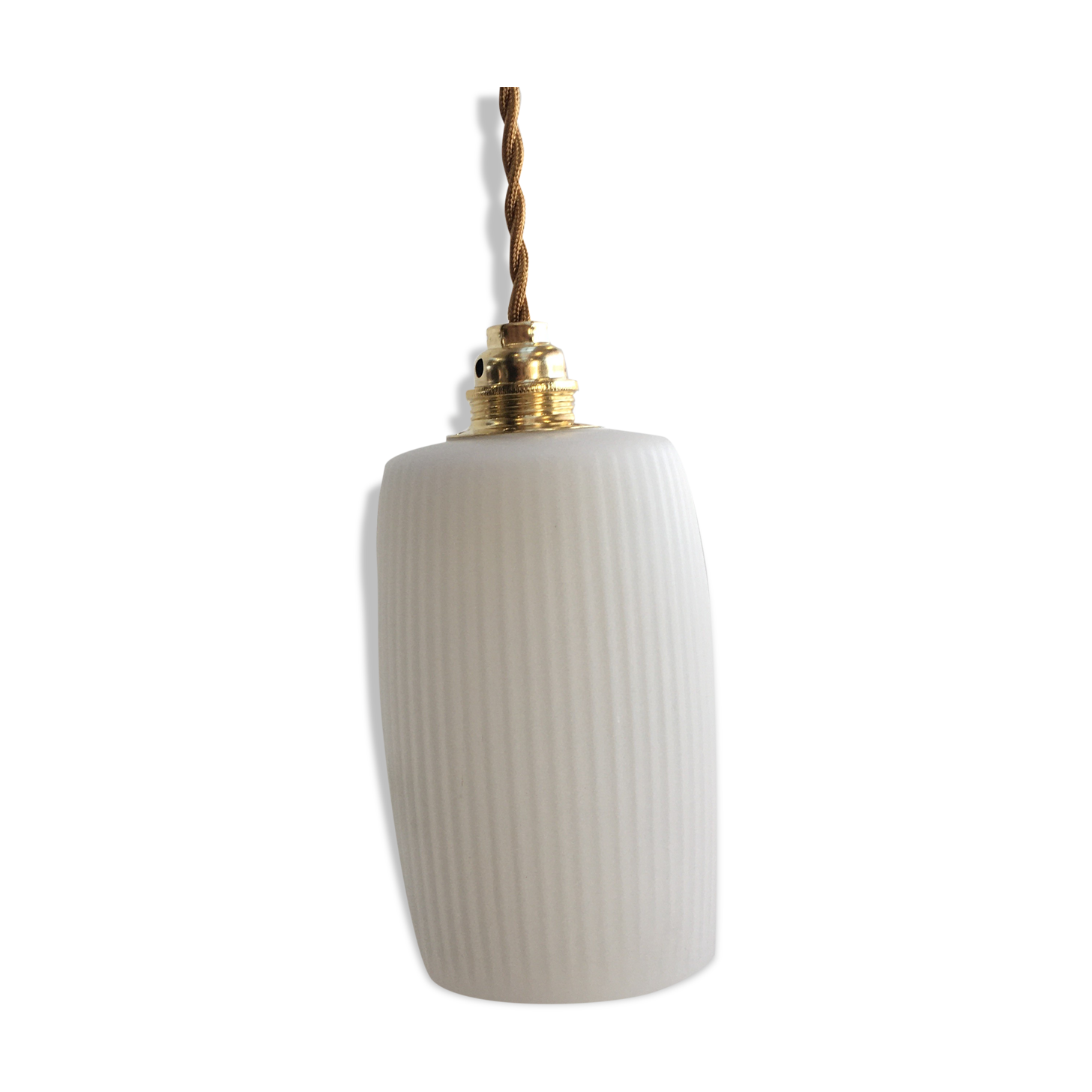 Hanging lamp in opaline oblong