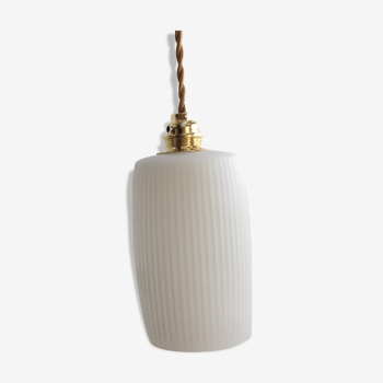 Hanging lamp in opaline oblong