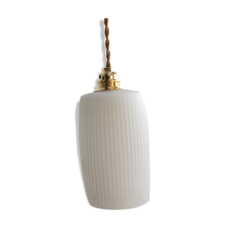 Hanging lamp in opaline oblong