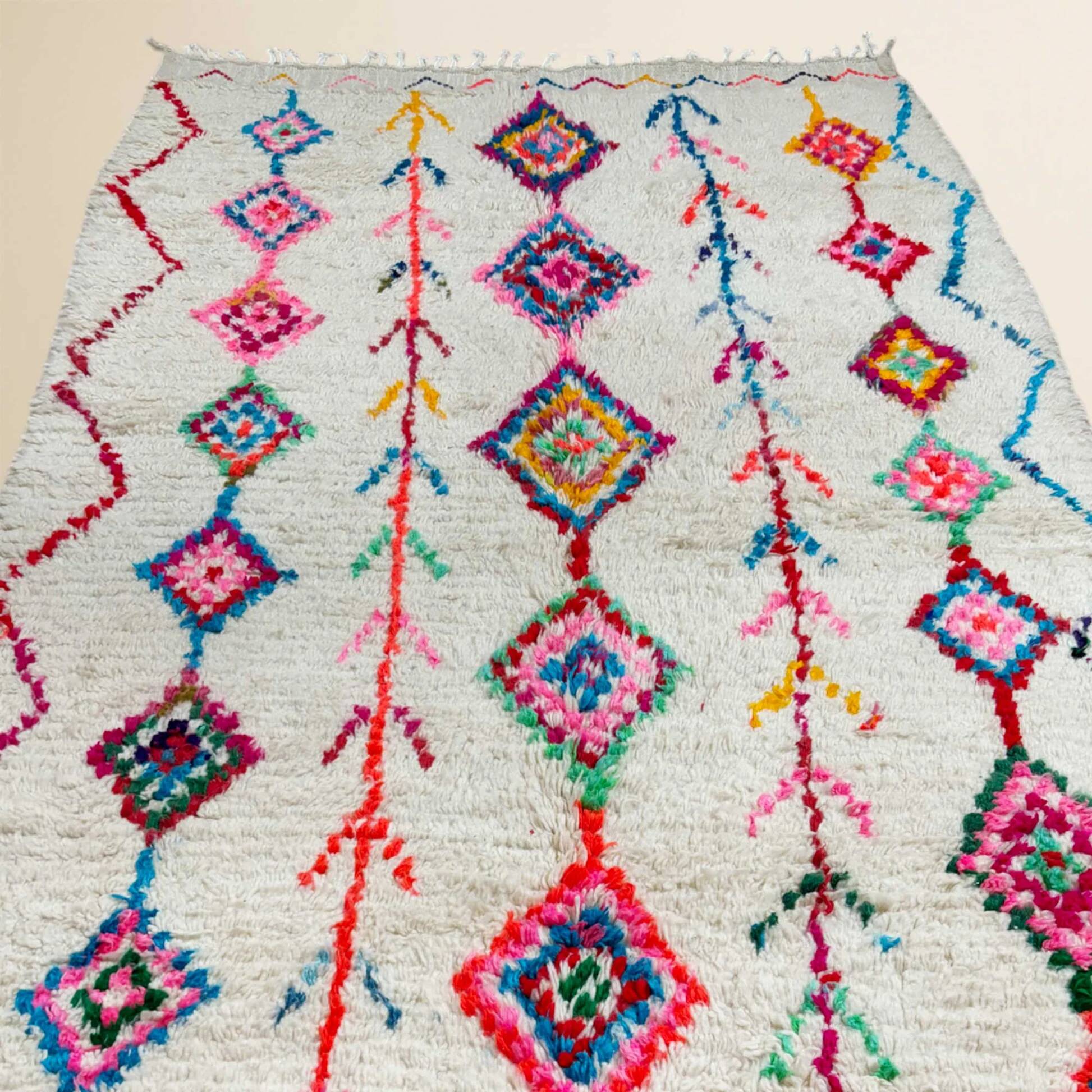 Colorful Azilal Berber Rug • Multicolored diamond patterns