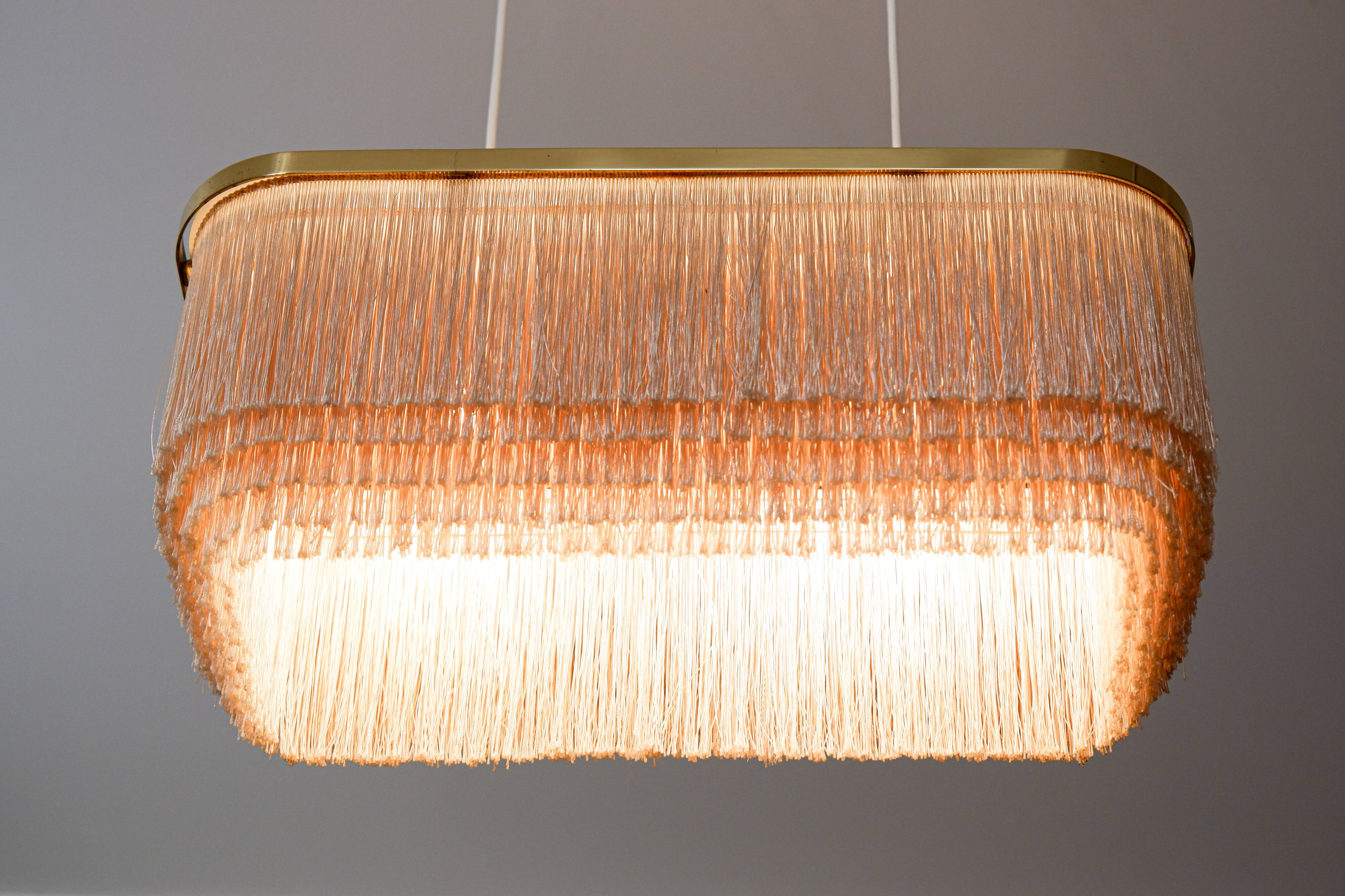 Hans Agne Jakobsson Silk fringe & brass pendant model T607, circa 1960.