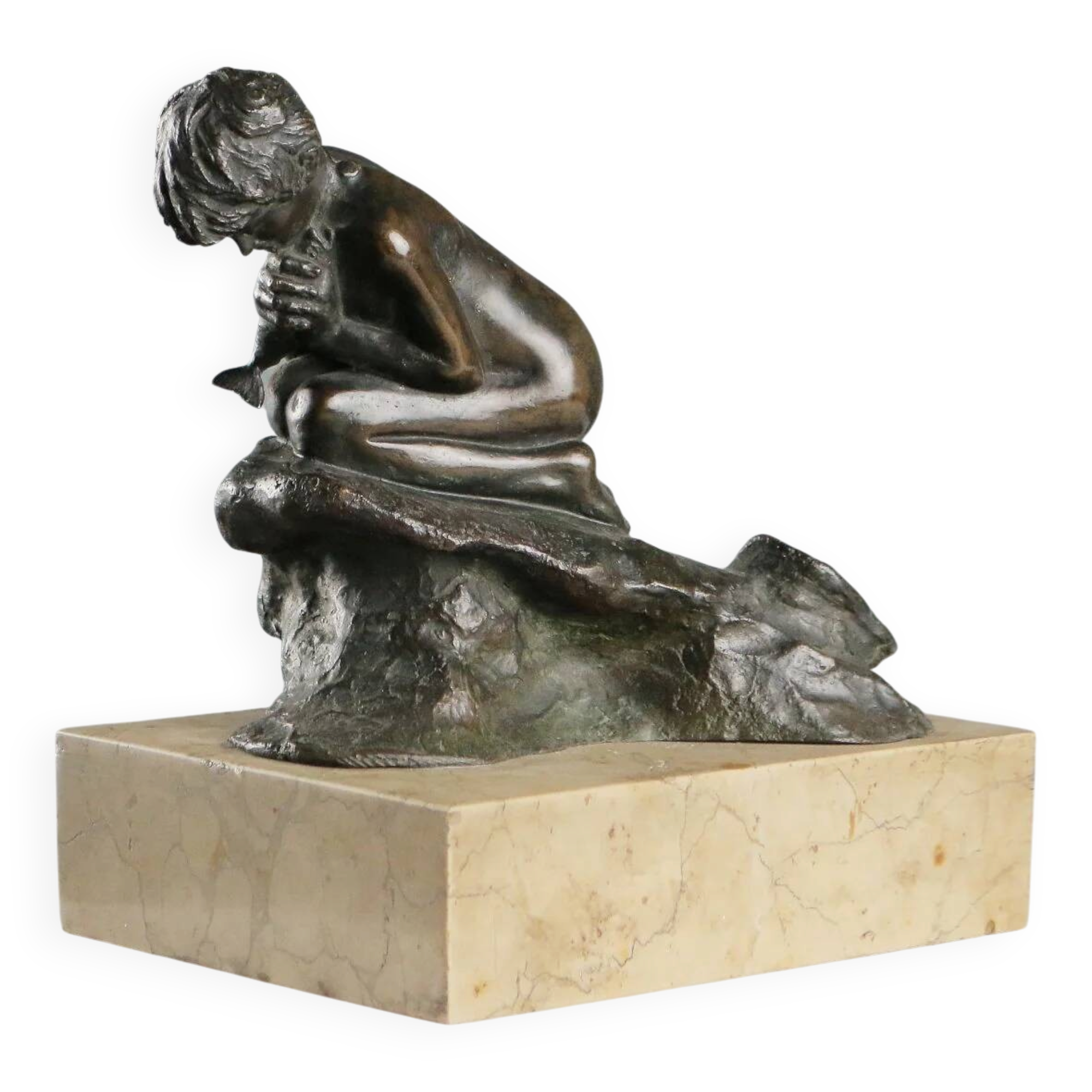 Ancient bronze figurine Vincenzo Gemito Fisherman 20th Century